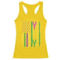 Funny Mardi Gras Crawfish Racerback Tank Top Whos Your Crawdaddy USA American Flag Carnival
