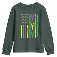 Funny Mardi Gras Crawfish Youth Sweatshirt Whos Your Crawdaddy USA American Flag Carnival
