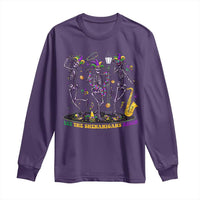 Funny Mardi Gras Long Sleeve Shirt Dancing Skeleton Let The Shenanigans Begin