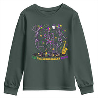 Funny Mardi Gras Youth Sweatshirt Dancing Skeleton Let The Shenanigans Begin