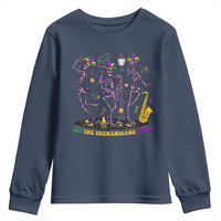 Funny Mardi Gras Youth Sweatshirt Dancing Skeleton Let The Shenanigans Begin