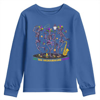 Funny Mardi Gras Youth Sweatshirt Dancing Skeleton Let The Shenanigans Begin
