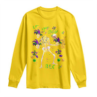 Funny Mardi Gras Long Sleeve Shirt Let The Shenanigans Begin Juggling Skeleton