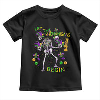 Funny Mardi Gras Toddler T Shirt Let The Shenanigans Begin Juggling Skeleton