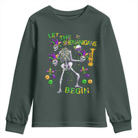 Funny Mardi Gras Youth Sweatshirt Let The Shenanigans Begin Juggling Skeleton