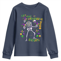 Funny Mardi Gras Youth Sweatshirt Let The Shenanigans Begin Juggling Skeleton