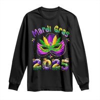Happy Mardi Gras 2025 Long Sleeve Shirt Masquerade Mask Carnival New Orleans Trip