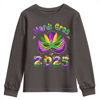 Happy Mardi Gras 2025 Youth Sweatshirt Masquerade Mask Carnival New Orleans Trip