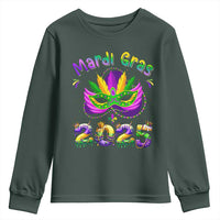 Happy Mardi Gras 2025 Youth Sweatshirt Masquerade Mask Carnival New Orleans Trip