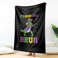 Bruh Mardi Gras Throw Blanket Dinosaur Meme New Orleans Party Custume Beads - Wonder Print Shop