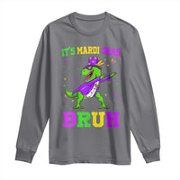 Bruh Mardi Gras Long Sleeve Shirt Dinosaur Meme New Orleans Party Custume Beads - Wonder Print Shop