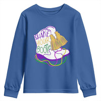 Mardi Gras Youth Sweatshirt Shake Your Bootie Bead Boots