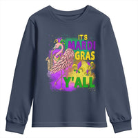 Its Mardi Gras Yall Youth Sweatshirt Funny Carnival Flamingo