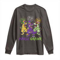 Mardi Gras Dinosaur Long Sleeve Shirt Dino Mardi Grawr Firework
