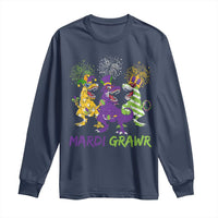 Mardi Gras Dinosaur Long Sleeve Shirt Dino Mardi Grawr Firework