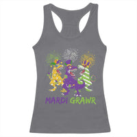 Mardi Gras Dinosaur Racerback Tank Top Dino Mardi Grawr Firework