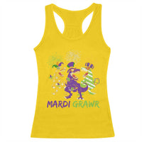 Mardi Gras Dinosaur Racerback Tank Top Dino Mardi Grawr Firework