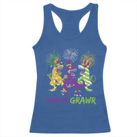 Mardi Gras Dinosaur Racerback Tank Top Dino Mardi Grawr Firework