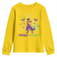 Mardi Gras Dinosaur Youth Sweatshirt Dino Mardi Grawr Firework