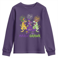 Mardi Gras Dinosaur Youth Sweatshirt Dino Mardi Grawr Firework