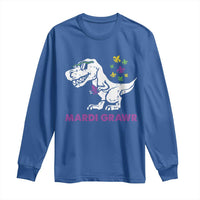 Mardi Gras Grawr Dinosaur Long Sleeve Shirt Fat Tuesday Kids