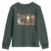 Mardi Gras Drinking Party Youth Sweatshirt Fat Tuesday Wine Beads Carnival