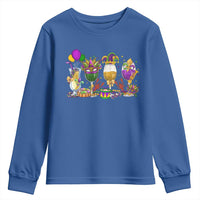 Mardi Gras Drinking Party Youth Sweatshirt Fat Tuesday Wine Beads Carnival
