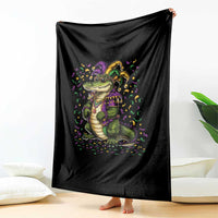 Mardigator Mardi Gras Throw Blanket Alligator Louisiana New Orleans Party Custume Beads - Wonder Print Shop