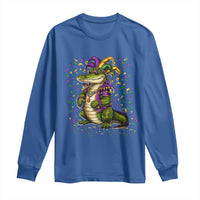 Mardigator Mardi Gras Long Sleeve Shirt Alligator Louisiana New Orleans Party Custume Beads - Wonder Print Shop