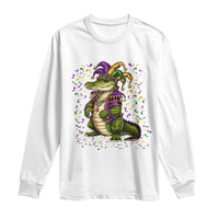 Mardigator Mardi Gras Long Sleeve Shirt Alligator Louisiana New Orleans Party Custume Beads - Wonder Print Shop