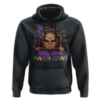 Little Miss Mardi Gras Hoodie Afro Messy Bun Girls Kids Mask Cute New Orleans - Wonder Print Shop