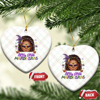 Little Miss Mardi Gras Ceramic Ornament Afro Messy Bun Girls Kids Mask Cute New Orleans - Wonder Print Shop