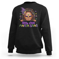 Little Miss Mardi Gras Sweatshirt Afro Messy Bun Girls Kids Mask Cute New Orleans - Wonder Print Shop