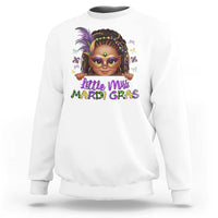 Little Miss Mardi Gras Sweatshirt Afro Messy Bun Girls Kids Mask Cute New Orleans - Wonder Print Shop