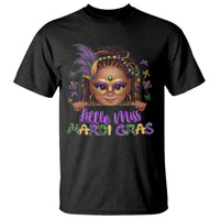 Little Miss Mardi Gras T Shirt Afro Messy Bun Girls Kids Mask Cute New Orleans - Wonder Print Shop