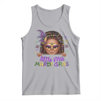 Little Miss Mardi Gras Tank Top Afro Messy Bun Girls Kids Mask Cute New Orleans - Wonder Print Shop