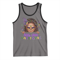Little Miss Mardi Gras Tank Top Afro Messy Bun Girls Kids Mask Cute New Orleans - Wonder Print Shop
