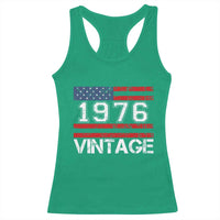 Vintage 50th Birthday Racerback Tank Top Retro 1976 American Flag 50 Year Old