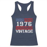 Vintage 50th Birthday Racerback Tank Top Retro 1976 American Flag 50 Year Old