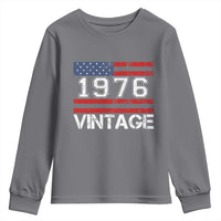 Vintage 50th Birthday Youth Sweatshirt Retro 1976 American Flag 50 Year Old