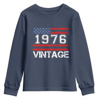 Vintage 50th Birthday Youth Sweatshirt Retro 1976 American Flag 50 Year Old