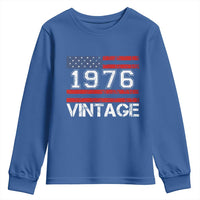 Vintage 50th Birthday Youth Sweatshirt Retro 1976 American Flag 50 Year Old