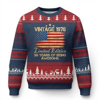 50th Birthday Ugly Christmas Sweater Vintage 1976 Limited Edition 50 Year Old Birthday USA Flag