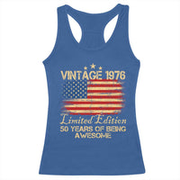 50th Birthday Racerback Tank Top Vintage 1976 Limited Edition 50 Year Old Birthday USA Flag