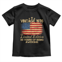 50th Birthday Toddler T Shirt Vintage 1976 Limited Edition 50 Year Old Birthday USA Flag