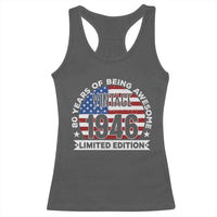80th Birthday Racerback Tank Top Vintage 1946 80 Year Old Birthday American Flag