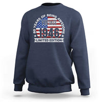 80th Birthday Sweatshirt Vintage 1946 80 Year Old Birthday American Flag