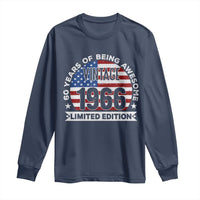 60th Birthday Long Sleeve Shirt Vintage 1966 60 Year Old Birthday American Flag