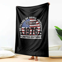 50th Birthday Throw Blanket Vintage 1976 50 Year Old Birthday American Flag
