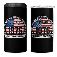 50th Birthday 4 in 1 Can Cooler Tumbler Vintage 1976 50 Year Old Birthday American Flag